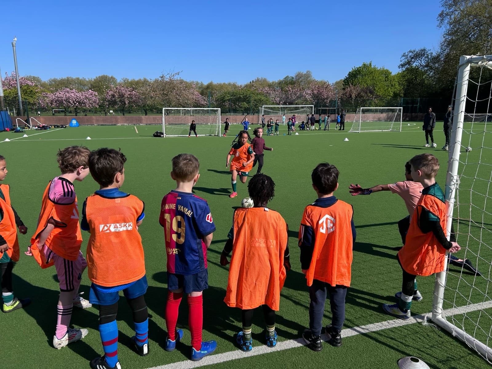 Young people taking part in an after-school football session