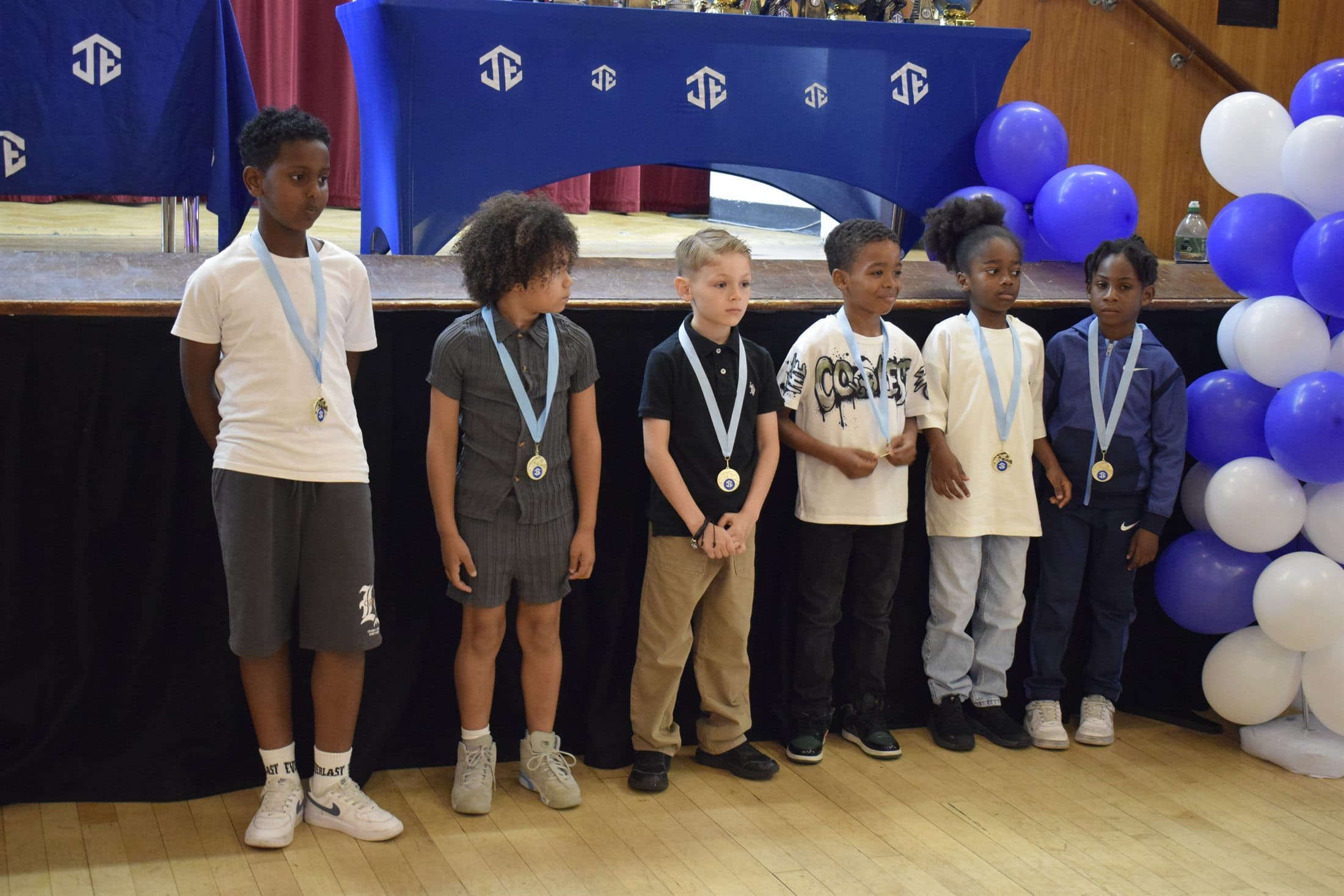 Young people lined up at awards night