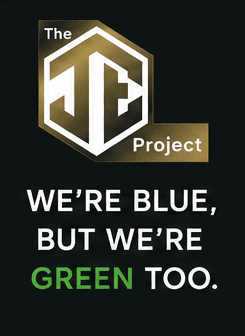 We're blue but we're green too campaign graphic